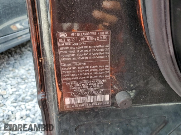 2013 Land Rover Range Rover Sport HSE Lux с VIN SALSK2D46DA763547, выставлен на аукционе Copart как лот 61042825 с пробегом 127 360 миль миль и Чистый • Clean title. История ставок и продаж доступна на DreamBid. Изображение 13.