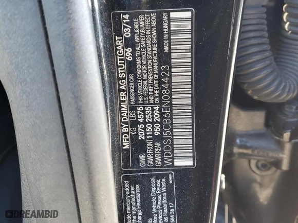 2014 Mercedes-Benz CLA-Class CLA 45 AMG with VIN WDDSJ5CB6EN084423, listed as a Copart auction lot 43084385 with 82,489 mi miles and Salvage Title. Bid and sale history available at carsss.com. Image 12.
