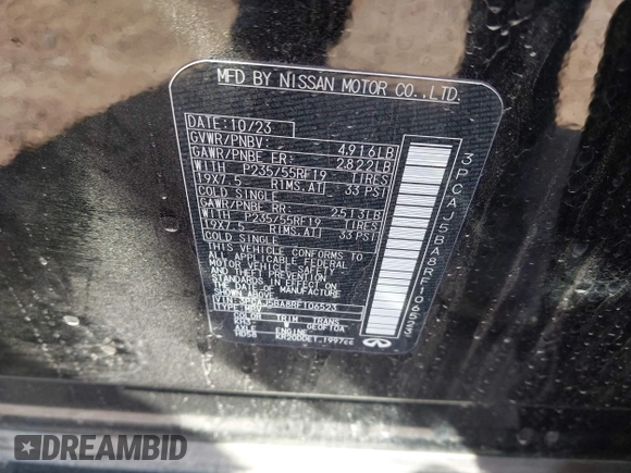2024 Infiniti QX50 Luxe с VIN 3PCAJ5BA8RF106523, выставлен на аукционе IAAI как лот 41997390 с пробегом 2 386 миль миль и . История ставок и продаж доступна на DreamBid. Изображение 9.