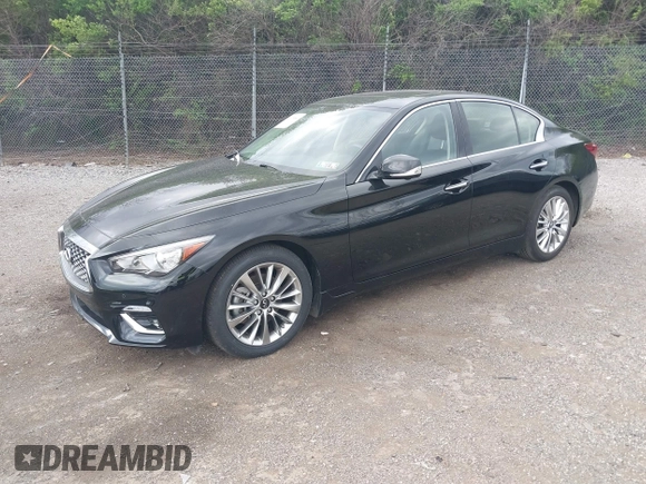 2022 Infiniti Q50 Luxe with VIN JN1EV7BRXNM342313, listed as a IAAI auction lot 42028864 with 28,093 mi miles and . Bid and sale history available at DreamBid. Image 2.