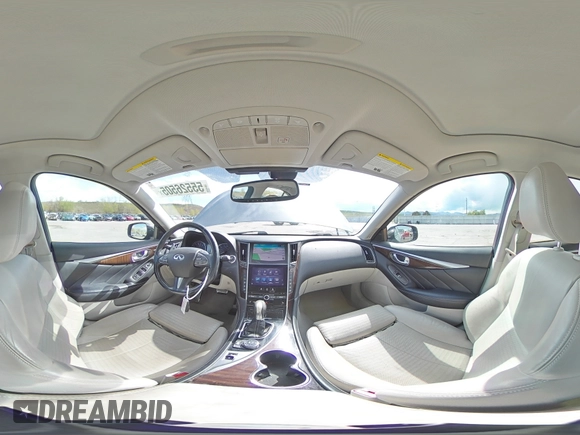 2015 Infiniti Q50 Premium with VIN JN1BV7AR7FM392009, listed as a Copart auction lot 55526505 with 110,884 mi miles and Salvage title. Bid and sale history available at DreamBid. Image 14.