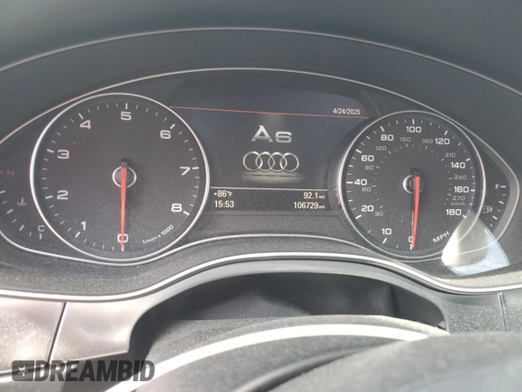 2014 Audi A6 Prestige z VIN WAUHGAFC8EN062243, wystawiony jako Copart lot #54622005 z przebiegiem 106 729 mil mil oraz Szkoda całkowita • Salvage title. Historia ofert i sprzedaży dostępna na DreamBid. Obrazek 9.