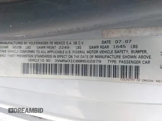 2008 Volkswagen Beetle S z VIN 3VWRW31C88M502079, wystawiony jako IAAI lot #42429122 z przebiegiem 168 324 mil mil oraz . Historia ofert i sprzedaży dostępna na DreamBid. Obrazek 9.