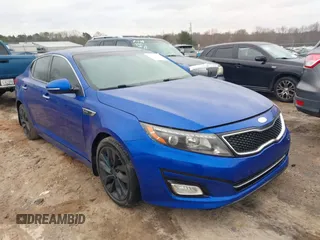 2015 Kia Optima SX Turbo with VIN 5XXGR4A62FG370758, listed as a IAAI auction lot 41631878 with 161,548 mi miles. Bid and sale history available at carsss.com. Image 1.