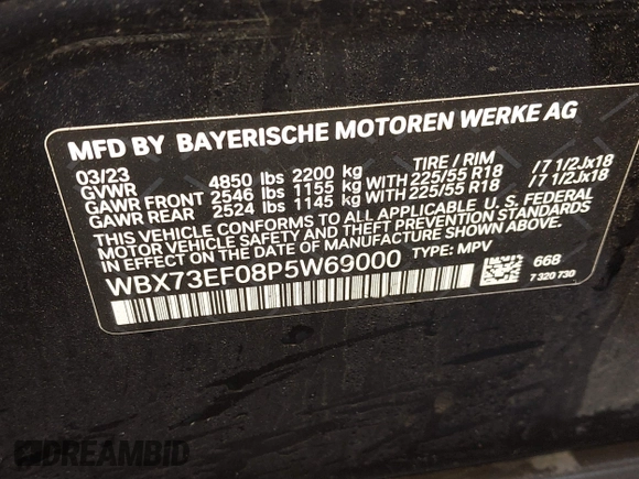 2023 BMW X1 xDrive28i with VIN WBX73EF08P5W69000, listed as a IAAI auction lot 41833757 with 16,667 mi miles and . Bid and sale history available at DreamBid. Image 9.
