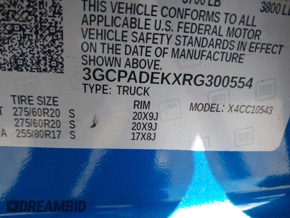 2024 Chevrolet Silverado 1500 with VIN 3GCPADEKXRG300554, listed as a IAAI auction lot 41314009 with 8,342 mi miles and . Bid and sale history available at DreamBid. Image 9.