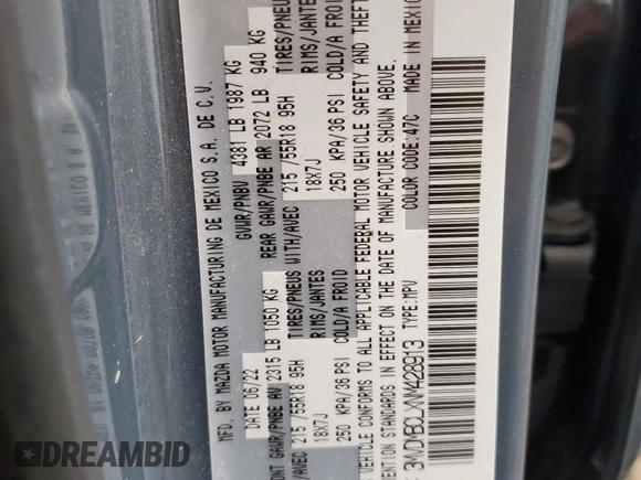 2022 Mazda CX-30 S Preferred with VIN 3MVDMBCLXNM428913, listed as a Copart auction lot 50717155 with 18,622 mi miles and Salvage Title. Bid and sale history available at DreamBid. Image 13.