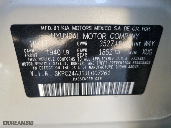 2018 Hyundai Accent SE with VIN 3KPC24A36JE007261, listed as a Copart auction lot 50502095 with 51,262 mi miles and Salvage Title. Bid and sale history available at carsss.com. Image 14.