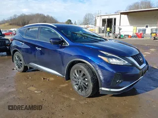 2023 Nissan Murano Platinum with VIN 5N1AZ2DS8PC102524, listed as a IAAI auction lot 41196367 with 21,118 mi miles. Bid and sale history available at carsss.com. Image 1.