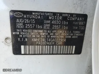 2016 Hyundai Sonata Hybrid SE with VIN KMHE24L14GA022904, listed as a Copart auction lot 53036825 with 115,960 mi miles and Clean Title. Bid and sale history available at carsss.com. Image 12.