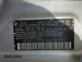 2006 BMW 3 Series 325i with VIN WBAVB13576KX37073, listed as a Copart auction lot 71887394 with 101,788 mi miles and Clean Title. Bid and sale history available at carsss.com. Image 12.