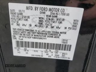 2011 Ford F-150 XL with VIN 1FTFX1EF1BKD26311, listed as a Copart auction lot 56501705 with 240,654 mi miles and Clean Title. Bid and sale history available at DreamBid. Image 12.