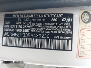 2011 Mercedes-Benz E 350 Luxury with VIN WDDHF8HB3BA489230, listed as a IAAI auction lot 42158712 with 211,875 mi miles and . Bid and sale history available at DreamBid. Image 9.