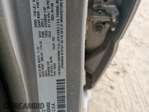 2025 Ram 1500 Lone Star with VIN 1C6SRFFPXSN534450, listed as a Copart auction lot 59370545 with 11,420 mi miles and Salvage title. Bid and sale history available at DreamBid. Image 13.
