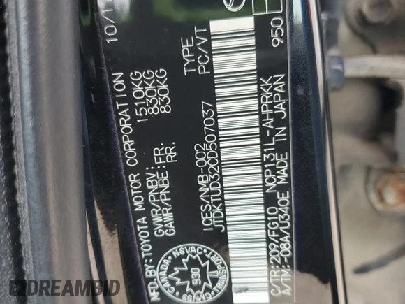 2012 Toyota Yaris L with VIN JTDKTUD32CD507037, listed as a Copart auction lot 53119305 with 254,893 mi miles and Clean Title. Bid and sale history available at carsss.com. Image 13.
