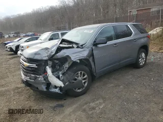 2018 Chevrolet Traverse LS z VIN 1GNEVFKW1JJ212162, wystawiony jako Copart lot #49263865 z przebiegiem 96 383 mil mil oraz Szkoda całkowita • Salvage title. Historia ofert i sprzedaży dostępna na DreamBid. Obrazek 1.