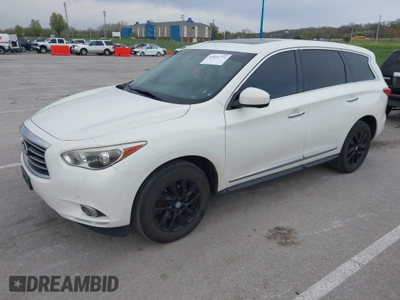2013 Infiniti JX35 with VIN 5N1AL0MM5DC325574, listed as a IAAI auction lot 42011771 with 173,656 mi miles and . Bid and sale history available at DreamBid. Image 2.