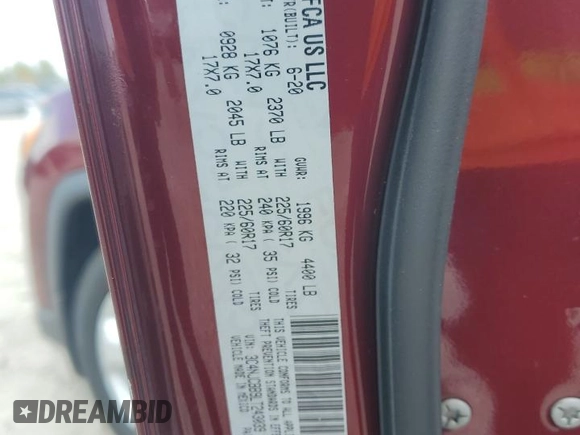 2020 Jeep Compass Altitude z VIN 3C4NJCBB9LT243039, wystawiony jako Copart lot #51599495 z przebiegiem 48 063 mil mil oraz Nie do naprawy. Historia ofert i sprzedaży dostępna na DreamBid. Obrazek 15.