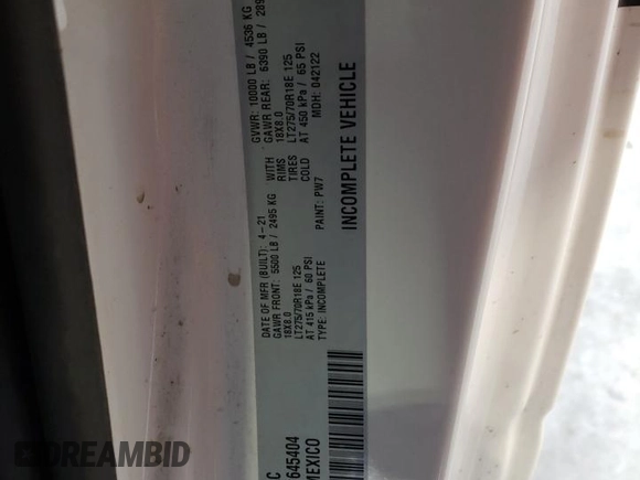 2021 Ram 2500 с VIN 3C7WR5AJ2MG645404, выставлен на аукционе Copart как лот 82789584 с пробегом 16 482 миль миль и Списание • Salvage title. История ставок и продаж доступна на DreamBid. Изображение 12.