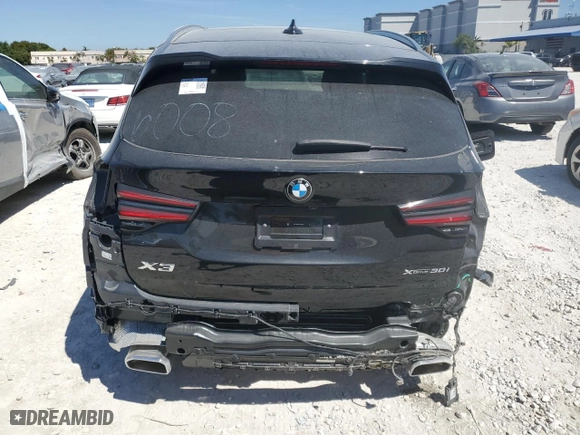 2024 BMW X3 xDrive30i with VIN 5UX53DP0XR9V96008, listed as a Copart auction lot 46661095 with 4,770 mi miles and Salvage Title. Bid and sale history available at carsss.com. Image 6.