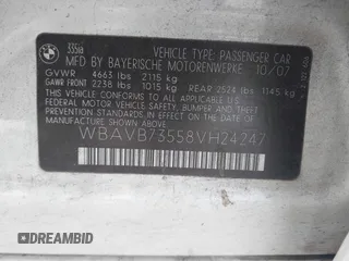 2008 BMW 3 Series 335i with VIN WBAVB73558VH24247, listed as a IAAI auction lot 41602925 with 199,706 mi miles and . Bid and sale history available at DreamBid. Image 9.