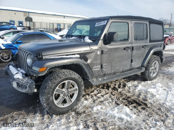 2020 Jeep Wrangler Unlimited Sahara with VIN 1C4HJXEN4LW224564, listed as a Copart auction lot 88884175 with 54,583 mi miles and Salvage Title. Bid and sale history available at carsss.com. Image 1.