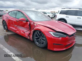 2022 Tesla Model S Plaid with VIN 5YJSA1E61NF485055, listed as a IAAI auction lot 41751134 with Not Provided miles and . Bid and sale history available at carsss.com. Image 1.