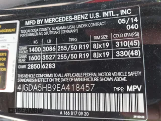 2014 Mercedes-Benz M 350 with VIN 4JGDA5HB9EA418457, listed as a IAAI auction lot 42403893 with 161,206 mi miles and . Bid and sale history available at DreamBid. Image 9.