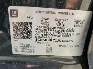 2018 Chevrolet Tahoe Premier with VIN 1GNSKCKC1JR133625, listed as a Copart auction lot 54900974 with 130,921 mi miles and Salvage title. Bid and sale history available at DreamBid. Image 15.