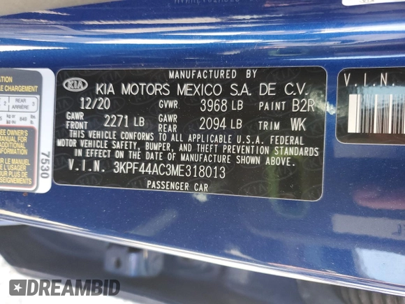 2021 Kia Forte GT with VIN 3KPF44AC3ME318013, listed as a Copart auction lot 45650785 with 24,201 mi miles and Salvage Title. Bid and sale history available at carsss.com. Image 14.