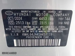 2025 Hyundai Sonata SEL with VIN KMHL64JA4SA453119, listed as a IAAI auction lot 41845008 with 1,746 mi miles. Bid and sale history available at carsss.com. Image 9.