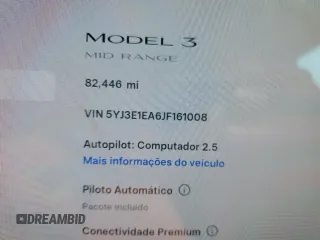 2018 Tesla Model 3 Long Range Battery with VIN 5YJ3E1EA6JF161008, listed as a Copart auction lot 53657495 with 82,446 mi miles and Salvage Title. Bid and sale history available at carsss.com. Image 9.