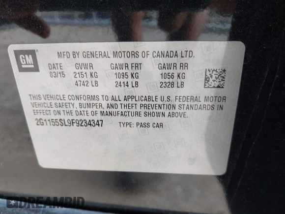 2015 Chevrolet Impala LTZ with VIN 2G1155SL9F9234347, listed as a IAAI auction lot 42090263 with 199,268 mi miles and . Bid and sale history available at DreamBid. Image 9.