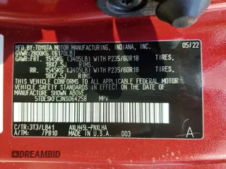 2022 Toyota Sienna Platinum z VIN 5TDESKFC3NS064258, wystawiony jako Copart lot #75260414 z przebiegiem Nie podano mil oraz Szkoda całkowita • Salvage title. Historia ofert i sprzedaży dostępna na DreamBid. Obrazek 14.