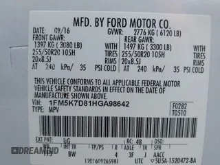 2017 Ford Explorer XLT с VIN 1FM5K7D81HGA98642, выставлен на аукционе IAAI как лот 42398111 с пробегом 140 601 миль миль и . История ставок и продаж доступна на DreamBid. Изображение 9.