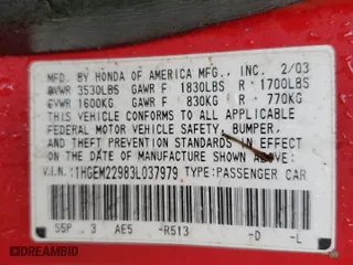 2003 Honda Civic EX with VIN 1HGEM22983L037979, listed as a Copart auction lot 46069765 with 299,995 mi miles and Salvage Title. Bid and sale history available at carsss.com. Image 12.