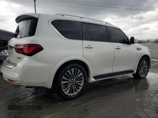 2018 Infiniti QX80 with VIN JN8AZ2NE9J9191221, listed as a Copart auction lot 52523615 with 114,002 mi miles and Salvage Title. Bid and sale history available at carsss.com. Image 3.
