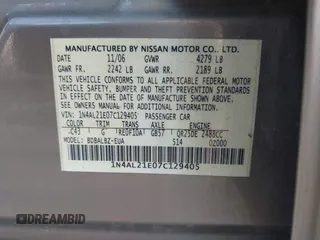 2007 Nissan Altima 2.5 S with VIN 1N4AL21E07C129405, listed as a IAAI auction lot 41883830 with 169,938 mi miles. Bid and sale history available at carsss.com. Image 9.