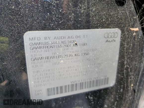 2012 Audi Q5 2.0T Premium with VIN WA1CFAFP0CA007240, listed as a Copart auction lot 53321435 with 105,620 mi miles and Clean Title. Bid and sale history available at carsss.com. Image 12.
