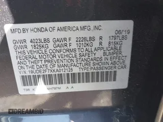2019 Acura ILX Premium with VIN 19UDE2F7XKA012125, listed as a IAAI auction lot 42006315 with 57,089 mi miles and . Bid and sale history available at DreamBid. Image 9.