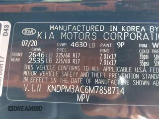 2021 Kia Sportage LX with VIN KNDPM3AC6M7858714, listed as a IAAI auction lot 41542186 with 140,617 mi miles. Bid and sale history available at carsss.com. Image 9.