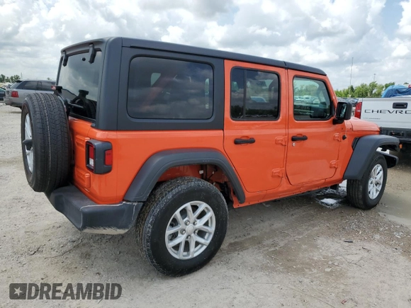 2023 Jeep Wrangler Sport S with VIN 1C4HJXDG7PW675321, listed as a Copart auction lot 54154795 with 10,269 mi miles and Salvage Title. Bid and sale history available at DreamBid. Image 3.