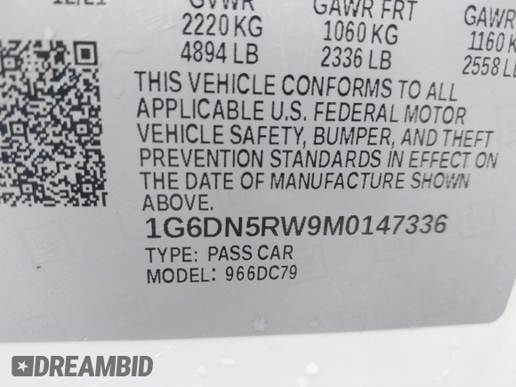 2021 Cadillac CT5 Premium Luxury with VIN 1G6DN5RW9M0147336, listed as a IAAI auction lot 41870067 with 36,112 mi miles and . Bid and sale history available at DreamBid. Image 9.