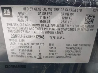 2014 Chevrolet Equinox LTZ with VIN 2GNFLHEK0E6212946, listed as a IAAI auction lot 42142040 with 124,524 mi miles. Bid and sale history available at carsss.com. Image 9.