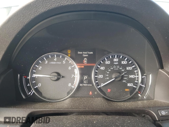 2015 Acura RLX Advance with VIN JH4KC1F97FC000997, listed as a Copart auction lot 75295404 with 67,403 mi miles and Salvage title. Bid and sale history available at DreamBid. Image 9.