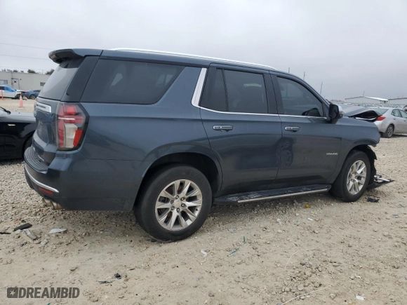 2021 Chevrolet Tahoe Premier with VIN 1GNSKSKDXMR259795, listed as a Copart auction lot 43608725 with 92,897 mi miles and Salvage Title. Bid and sale history available at carsss.com. Image 3.