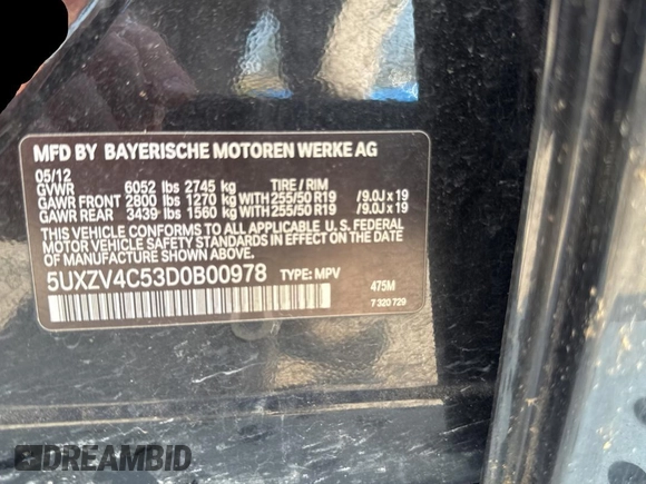 2013 BMW X5 xDrive35i z VIN 5UXZV4C53D0B00978, wystawiony jako Copart lot #56523455 z przebiegiem 170 241 mil mil oraz Czysty tytuł • Clean title. Historia ofert i sprzedaży dostępna na DreamBid. Obrazek 10.