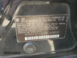 2011 BMW 5 Series 535i with VIN WBAFR7C5XBC608557, listed as a Copart auction lot 48142605 with 155,385 mi miles and Salvage Title. Bid and sale history available at carsss.com. Image 14.