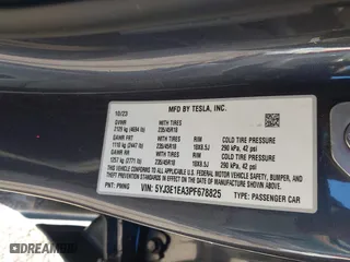 2023 Tesla Model 3 with VIN 5YJ3E1EA3PF678825, listed as a IAAI auction lot 41283153 with 8,607 mi miles. Bid and sale history available at carsss.com. Image 9.