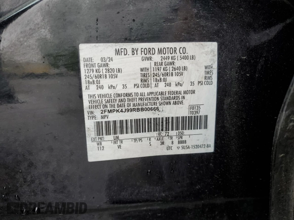 2024 Ford Edge SEL z VIN 2FMPK4J99RBB00666, wystawiony jako Copart lot #58194325 z przebiegiem 28 661 mil mil oraz Czysty tytuł • Clean title. Historia ofert i sprzedaży dostępna na DreamBid. Obrazek 13.